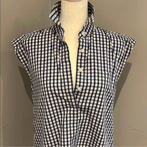 Double R Custom Gingham check cap sleeve with stand up collar, size S.